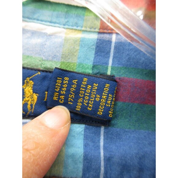 Ralph Lauren Shirt Medium Indian Madras Plaid Yellow Pony Button Down - Picture 10 of 13